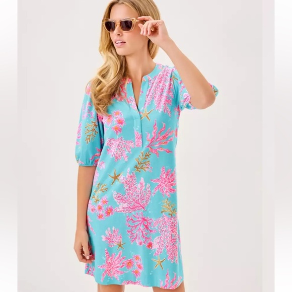 Lilly Pulitzer Dresses & Skirts - Lilly Pulitzer Colson Popover Dress Mulitcolor Coral Pink Women’s Size XXS NEW